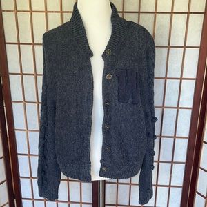 Wildfox W Letterman Alpaca Wool Pom Pom Cardigan